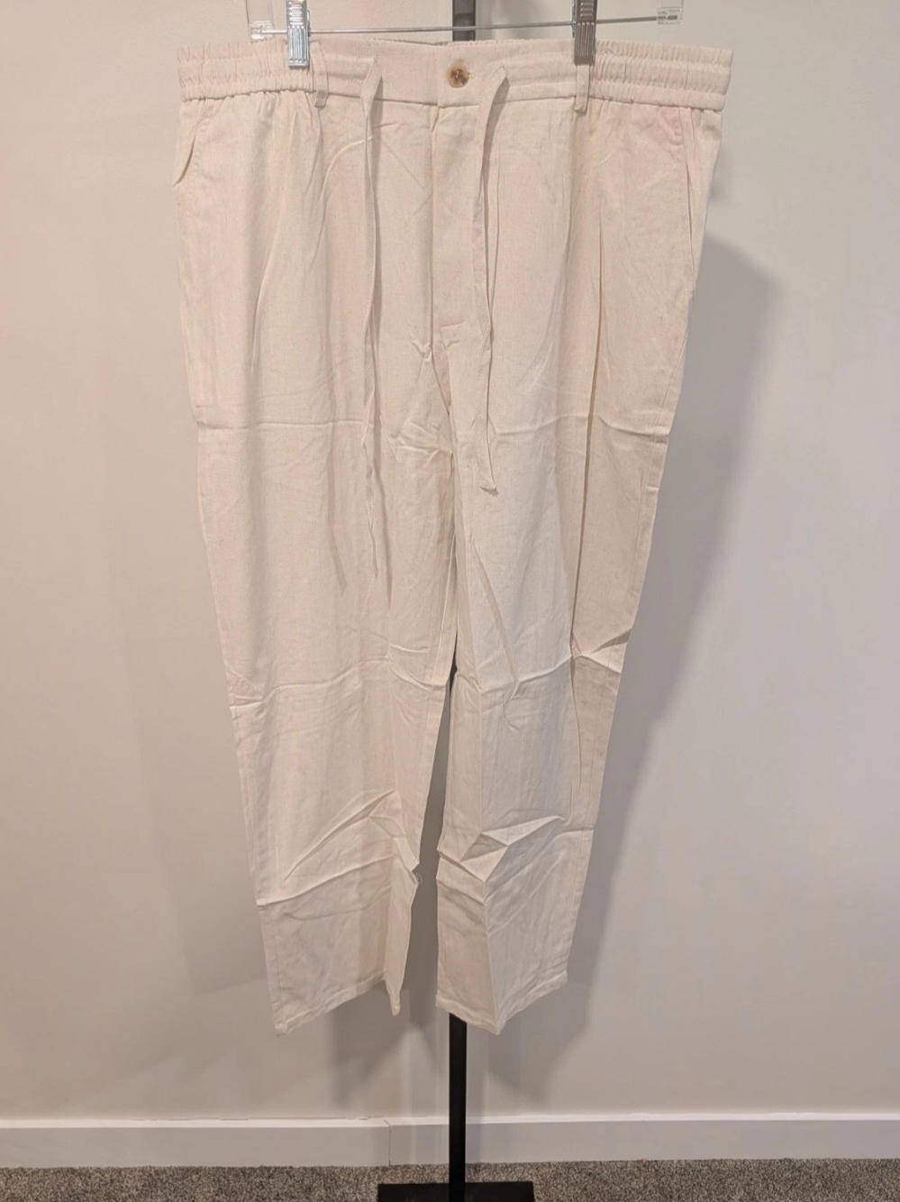Coofandy Men's Lightweight Cream Drawstring Chinos